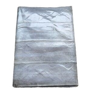 vintage genuine Gray Eel skin leather Bifold Large Wallet Passport Wallet Mens